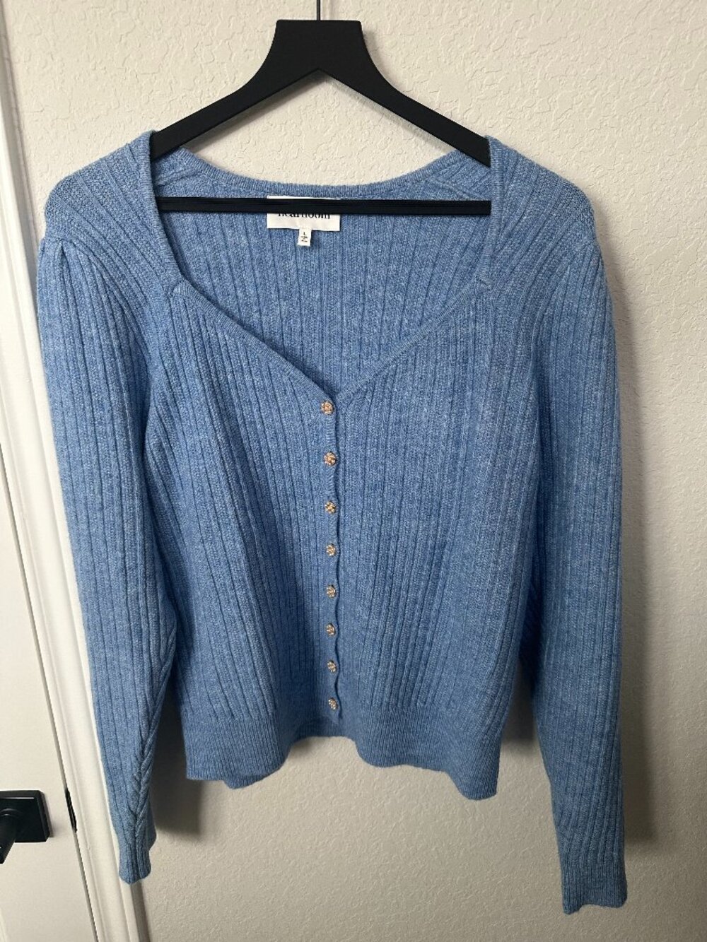 Brand New Blue Heartloom Sweater with Embellished Buttons Size L